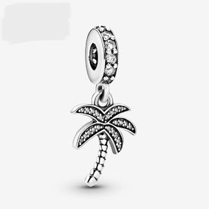 Pandora Charm Used Bracelet Palm Tree Dangle Rhinestone S925 ALE Sterling Silver